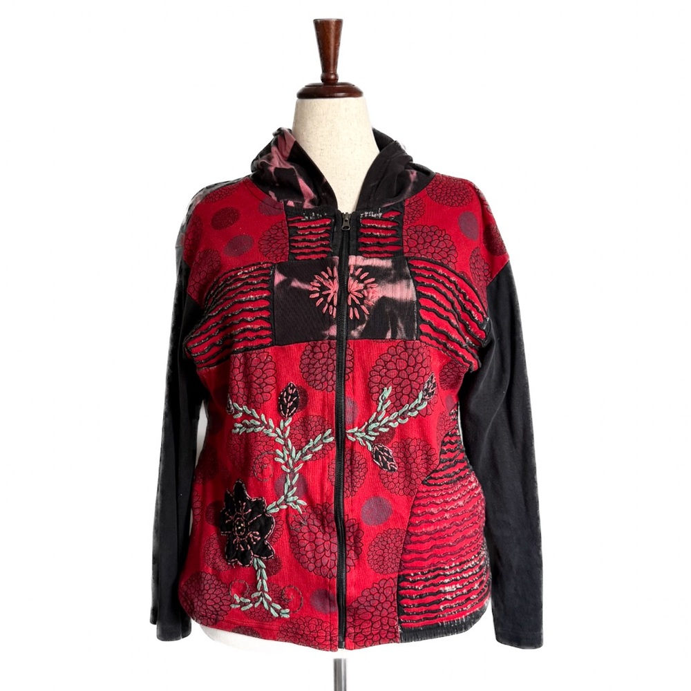 Women's Red and Black Tie Dye Hoodie